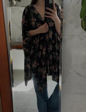 Čierne kimono s kvetinovým vzorom  forever 21, m