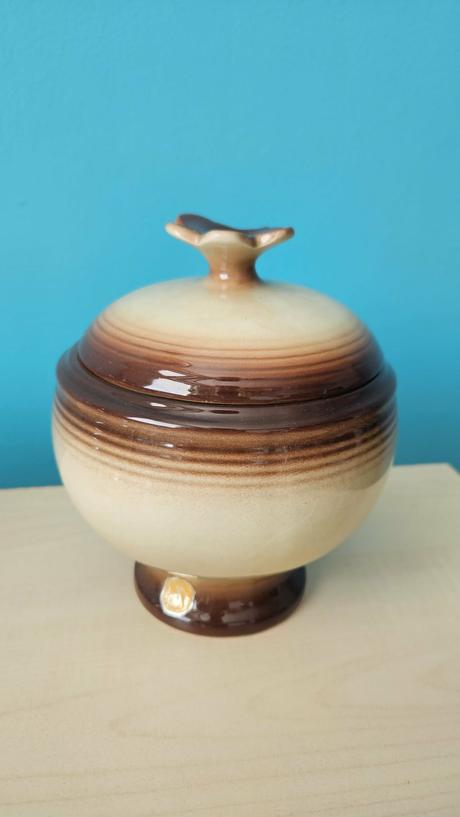 Staršia keramická nádoba, hnedá glazúra, 15 cm,