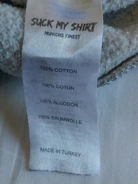 Pánska sivá mikina s kapucňou, motív, suck, s, s