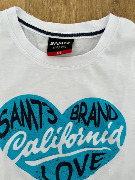 Ziarive biele letne tričko so srdiečkom, s.a.m.,128