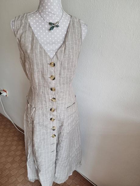 Ľanové prepínacie šaty ražnej farby mango veľ. l, mango,l