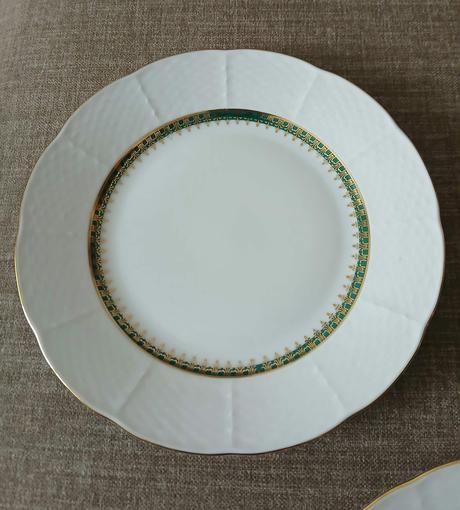 Dezertné taniere na doplnenie - zelenozlatý vzor, 