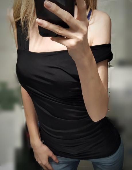 Elegantné čierne tričko, xs