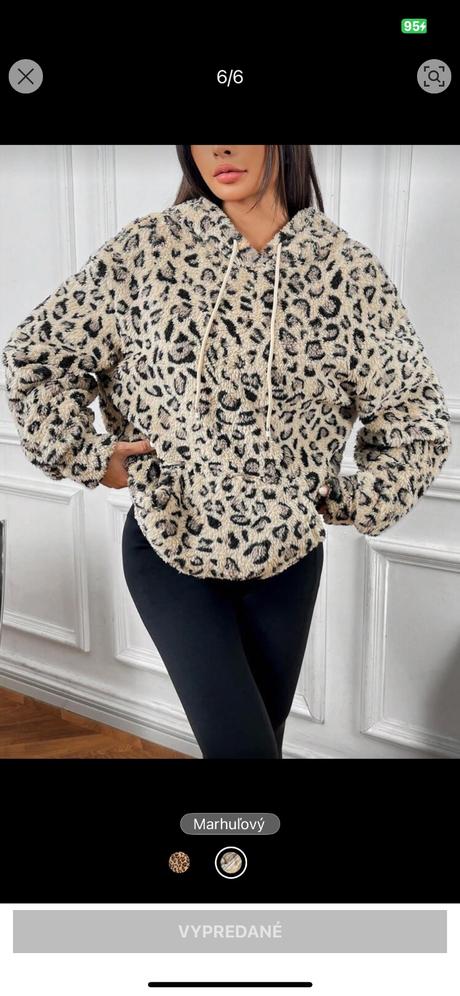 Dámska mikina s kapucňou s leopardím vzorom, s