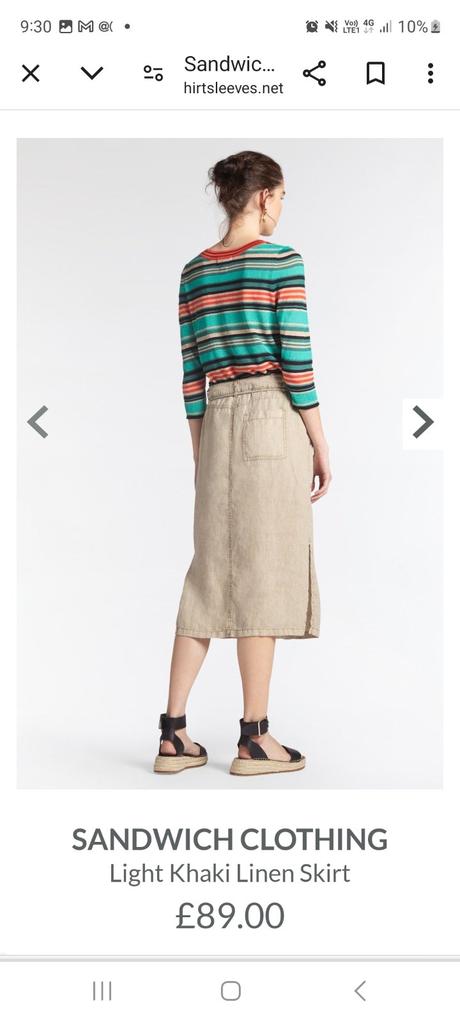 Sandwich ľanová midi sukňa, s