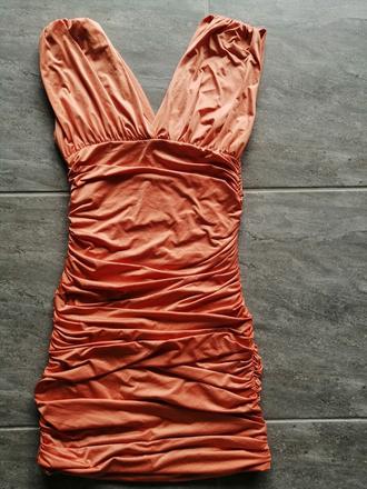 Jemné broskyňové šaty made in italy, v34-36, s