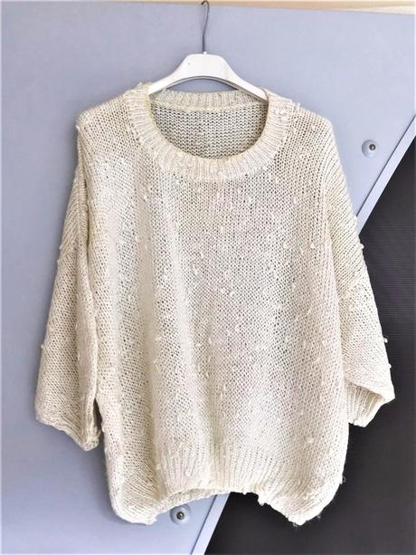 Perleťové uzlíčkové pletené triko oversize, l