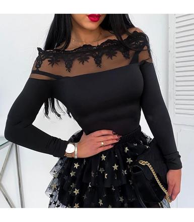 Cierny top lace, s