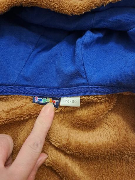 Hnedá plyšová mikina na zips pre chlapca, lupilu,74