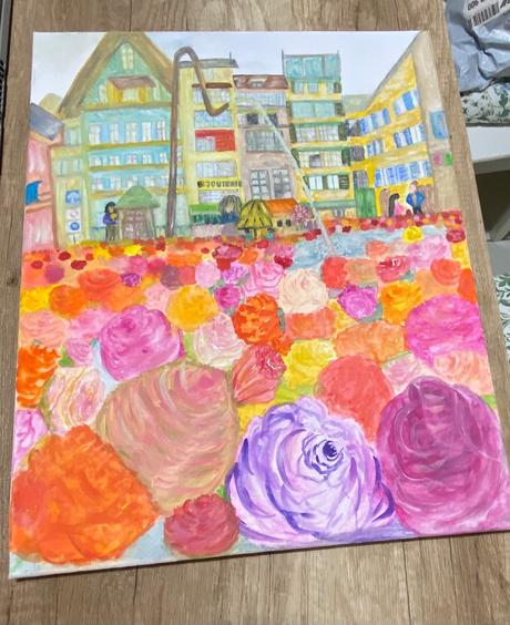 Obraz kvetinové fontány, 