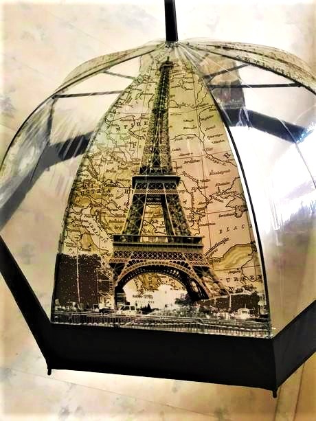 Priesvitný hlboký dáždnik eiffelovka, 