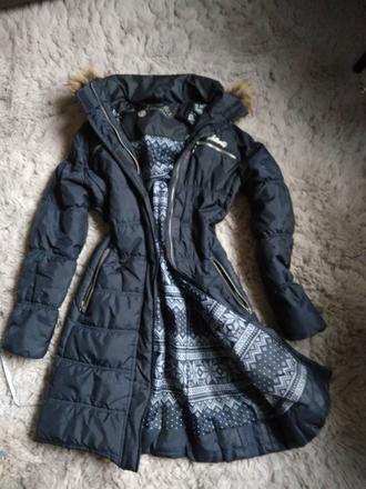 Modry zimny kabat, bunda, authority,xs