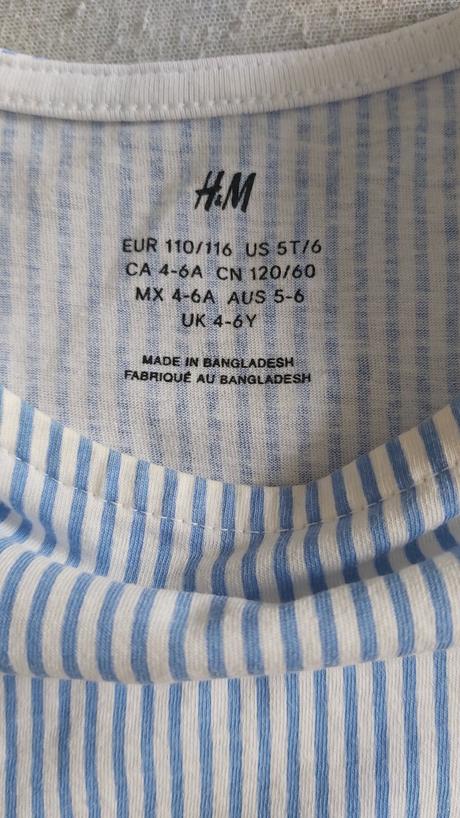 Šaty pásikavé h&m 110/116, h&m,110