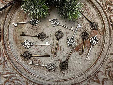 Dekoračné bronzové kľúčiky - 3 ks ( sada ),