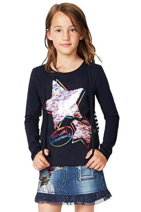 Nádherné tričko s premienacími flitrami 1xoblečené, desigual,164