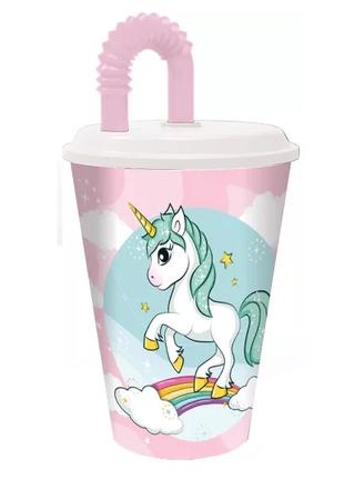 Plastový pohár so slamkou jednorožec pink -skladom,