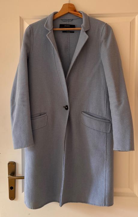 Bledomodrý vlnený kabát, zara, xs/34, zara,xs