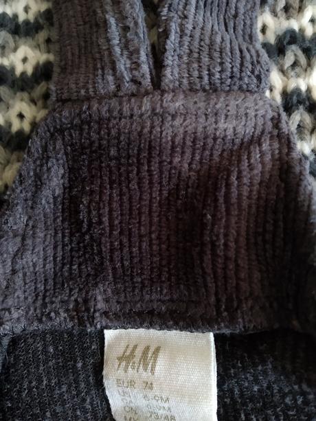 Menčestrové nohavice na traky, h&m,74