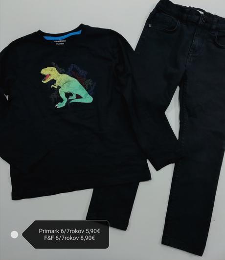 Čierne tričko s dinosaurom, primark,122