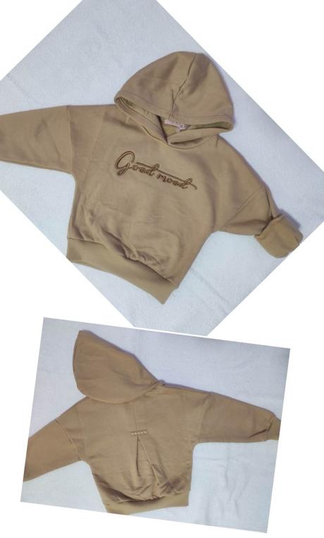 Zateplená bledohnedá mikina, 104 / 116 / 152