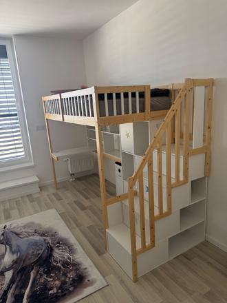 Poschodova postel so stolikom, šírka (cm): 90,dĺžka (cm): 200