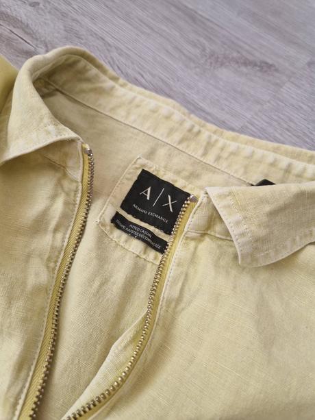 Pánska ľanová žltá polokošeľa armani, armani,l