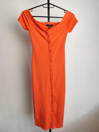 Oranžové rebrované midi šaty new look (veľ. 38), new look,38