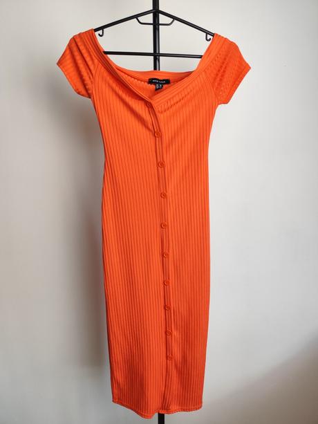 Oranžové rebrované midi šaty new look (veľ. 38), new look,38