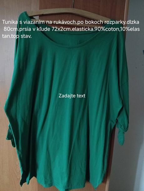 Tunika v zelenej farbe z viazanim na rukavoch, 52