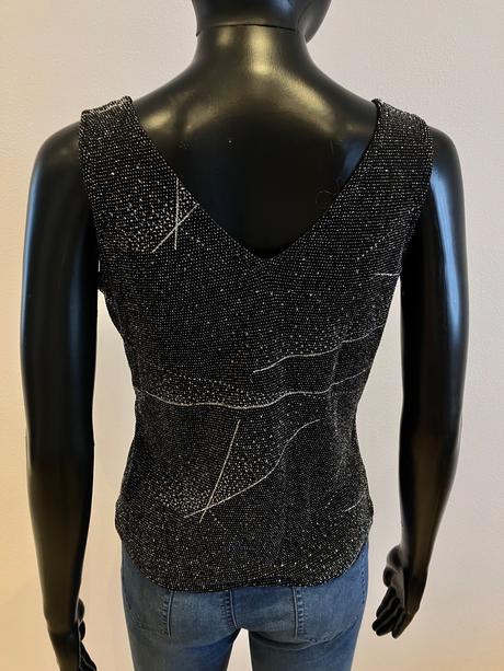 Dámsky elegantný trblietavý top čierny (40), l