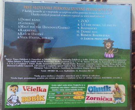 Cd sofinka - personalizované pesničkové cd,