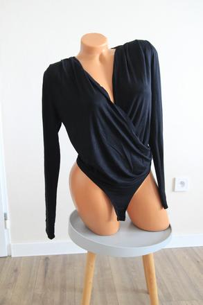 Čierna viskózová body blúzka, l, l