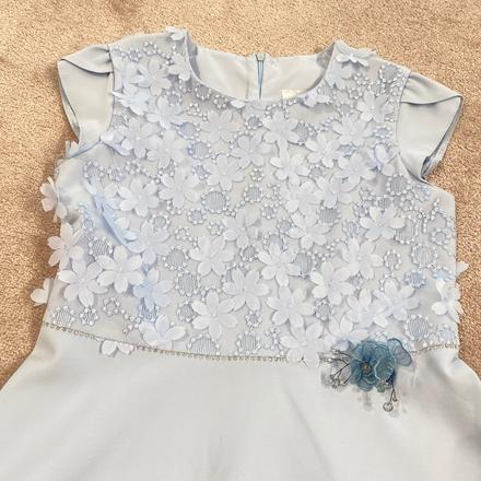 Bledomodrá šatky s 3d kvietkami, 158