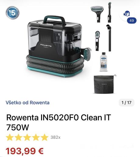Čistič škvŕn a tepovač rowenta clean it, rowenta