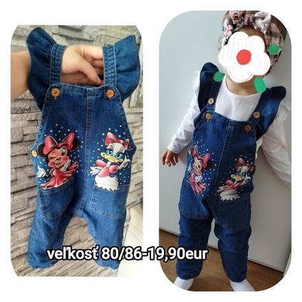 Štýlové riflicky s volánikmi a disney 80/86, 80