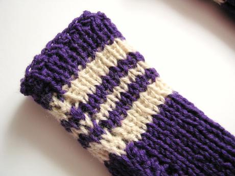 Fialovo-krémové štrikované ponožky, 36 / 37 / 38 / 39 / 40
