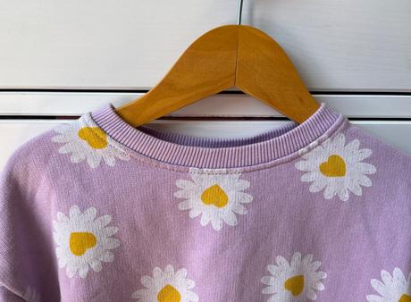 Fialová margarétková bavlnená mikina, zara, 104, zara,104