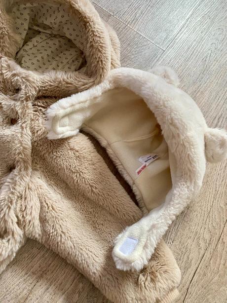 Chlpáčiková bunda + čiapka veľ. 74, zara,74