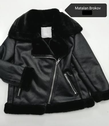 Čierna kožušinová bunda kabát, matalan,128