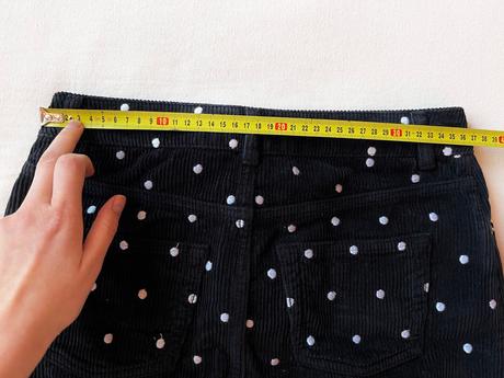 Bodkovaná menčestrová sukňa, topshop,36