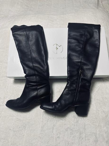 Kožené čižmy nad kolená zn. eva minge, 40