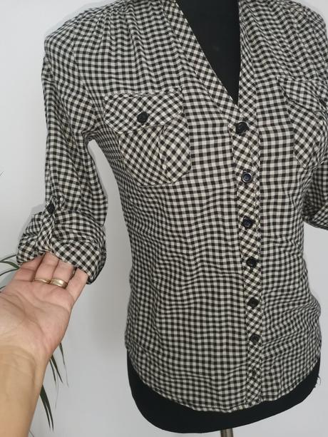 Bavlnená košeľa s roll up rukávmi., h&m,34