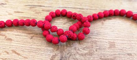 Lávové korálky červené 10,8,6 mm, 