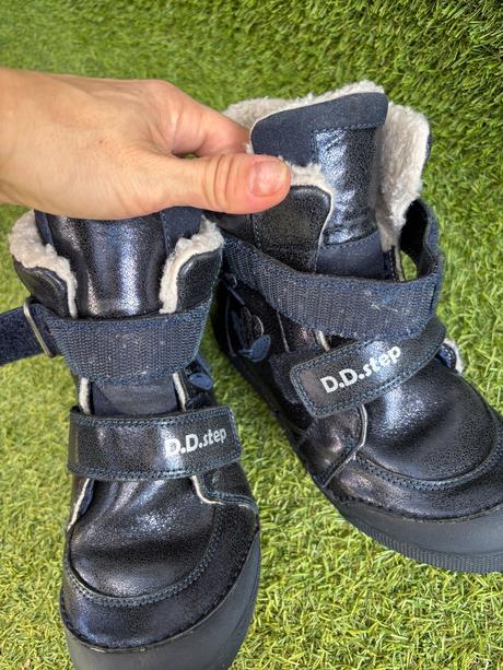 Zimné kožené topánky d.d.step so srdiečkami 33, d.d.step,33