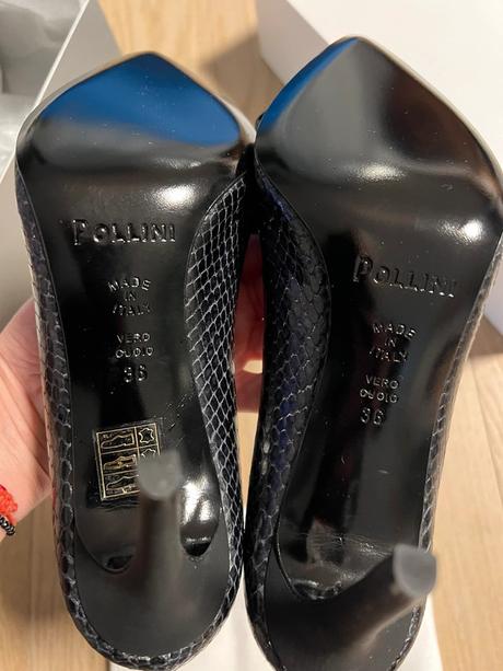 Čierne kožené lodičky pollini, 36