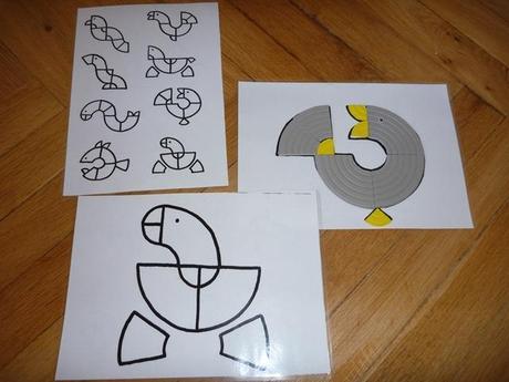 Vrecúškova aktivita, skladačka s predlohou,