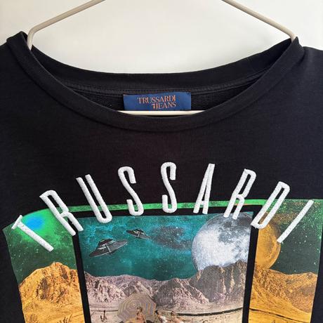 Čierna mikina trussardi jeans, s
