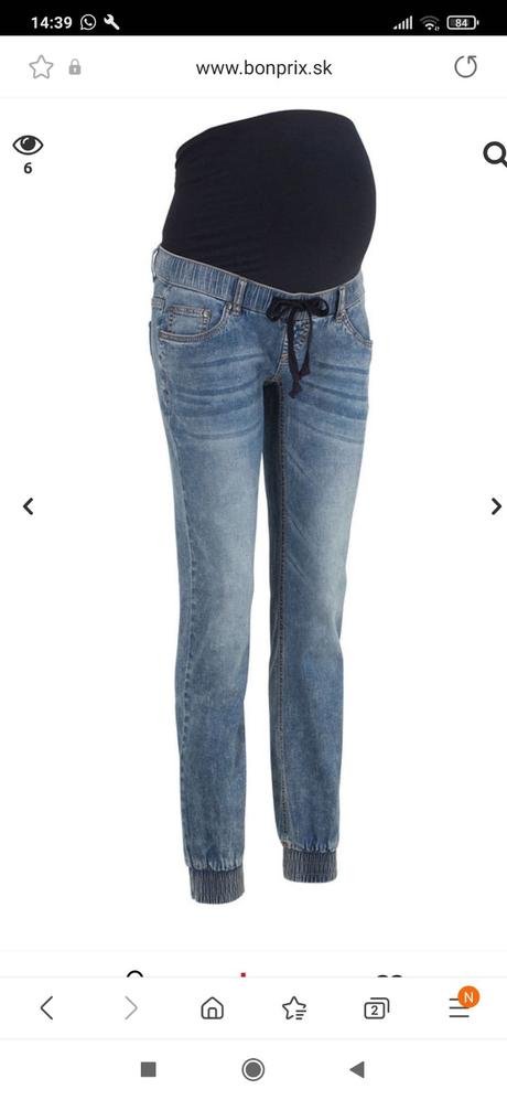 Tehotenské rifle, bonprix,36