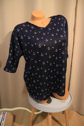 Tmavo modrý top s kotvami, xl, xl