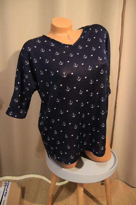 Tmavo modrý top s kotvami, xl, xl